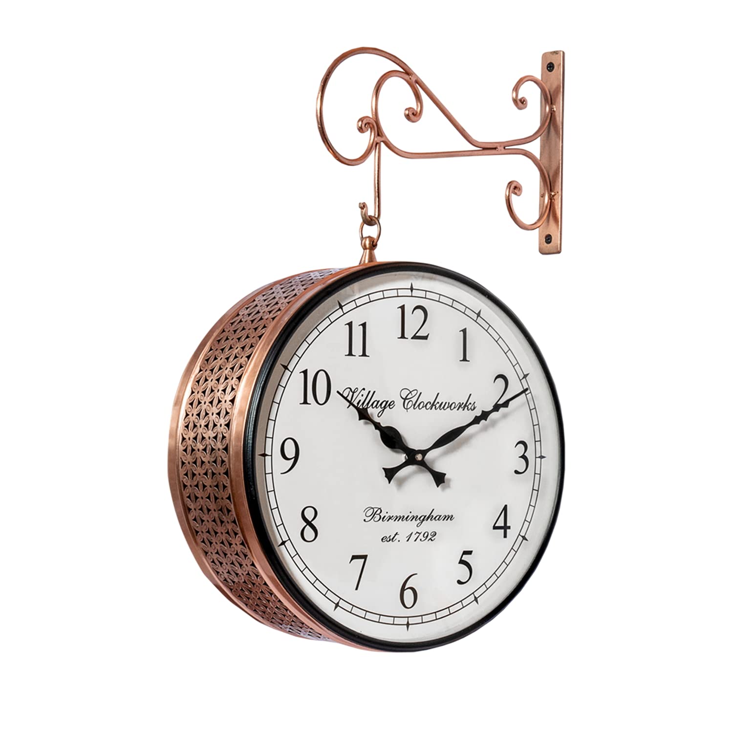 See full amazon price history chart for Crafted wonders Metal Vintage Double Sided Analog Wall Clock | Railway Station Double Sided Antique Decorative Clock with Brass Finishing Wall Clock for Home, Office, Classroom- Copper (12 Inch) Crafted wonders Metal Vintage Double Sided Analog Wall Clock | Railway Station Double Sided Antique Decorative Clock with Brass Finishing Wall Clock for Home, Office, Classroom- Copper (12 Inch) (B0BYVTVV2V) Amazon Price History, Amazon Price Tracker