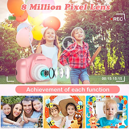 Image of Omeron (2 Years Warranty) Kids HD Camera 13MP Dual Lens Photo Video Selfie Toy Camera with Filters, Games, Rechargeable Battery, Educational Gift for Boys & Girls Age 4-15 (Pink)