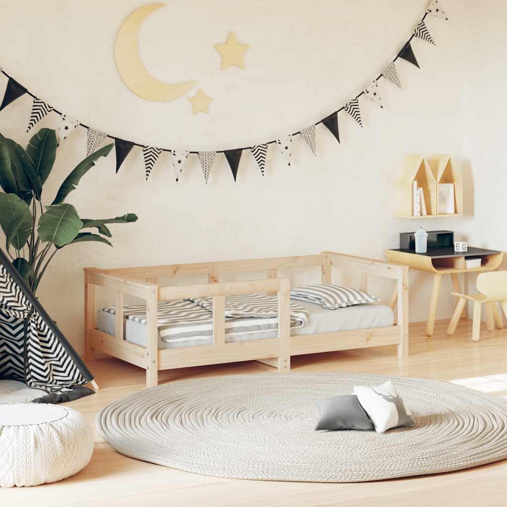Kinderbett 70x140 cm Massivholz Kiefer mit Lattenrost stabiles Gitterbett für Babyzimmer und Kinderzimmer, geeignet als Juniorbett, umbaubar
