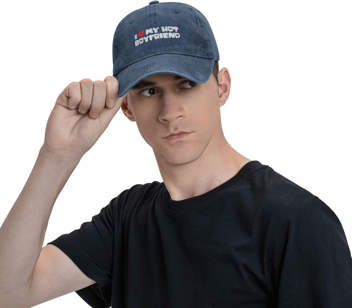 I Love My Hot Boyfriend Baseball Cap Casual Men's Woman's Baseball Cap Washable Adjusting Buckle of Metal Baseball Hat