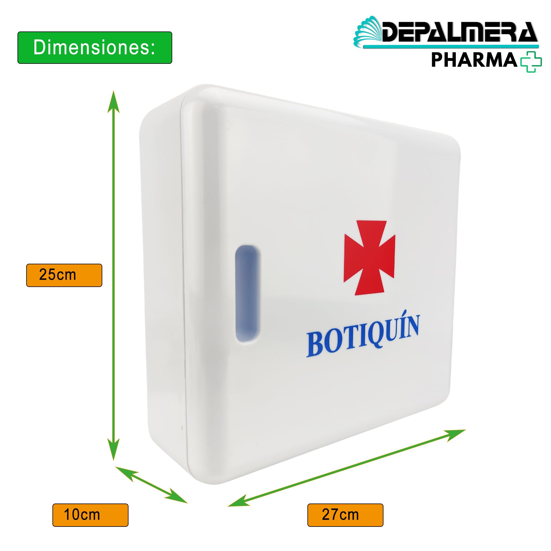 Pharma - Botiquin de Primeros Auxilios Homologado - 27x10x25 cm - Armario Pared lleno de Material Sanitario para Curas Urgentes de Emergencia en Hogar, Oficina, Caravana y Apartamento