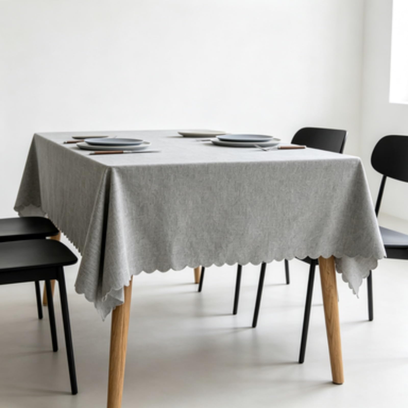 RCYONGQ Table Cloth Wipe Clean Tablecloth Water Resistant, Wipeable Rectangle Tablecloth Durable Scratch Resistant, Washable For Dining Room Kitchen Tabletop Decoration(Gray,130x240cm)