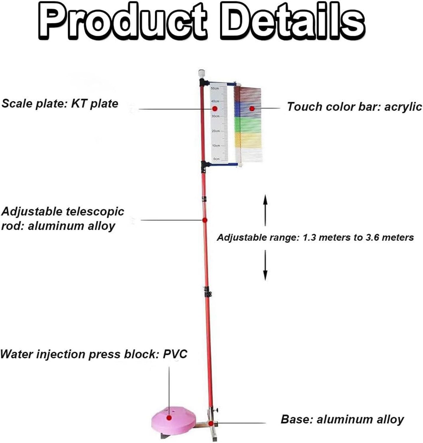 RENJJPBO Floor-Standing Vertical Leap Measurer,Jump Testing Device,Adjustable Height 4.3-11.8 Ft,Vertical Jump Tester,Vertical Jump Measurement Tool