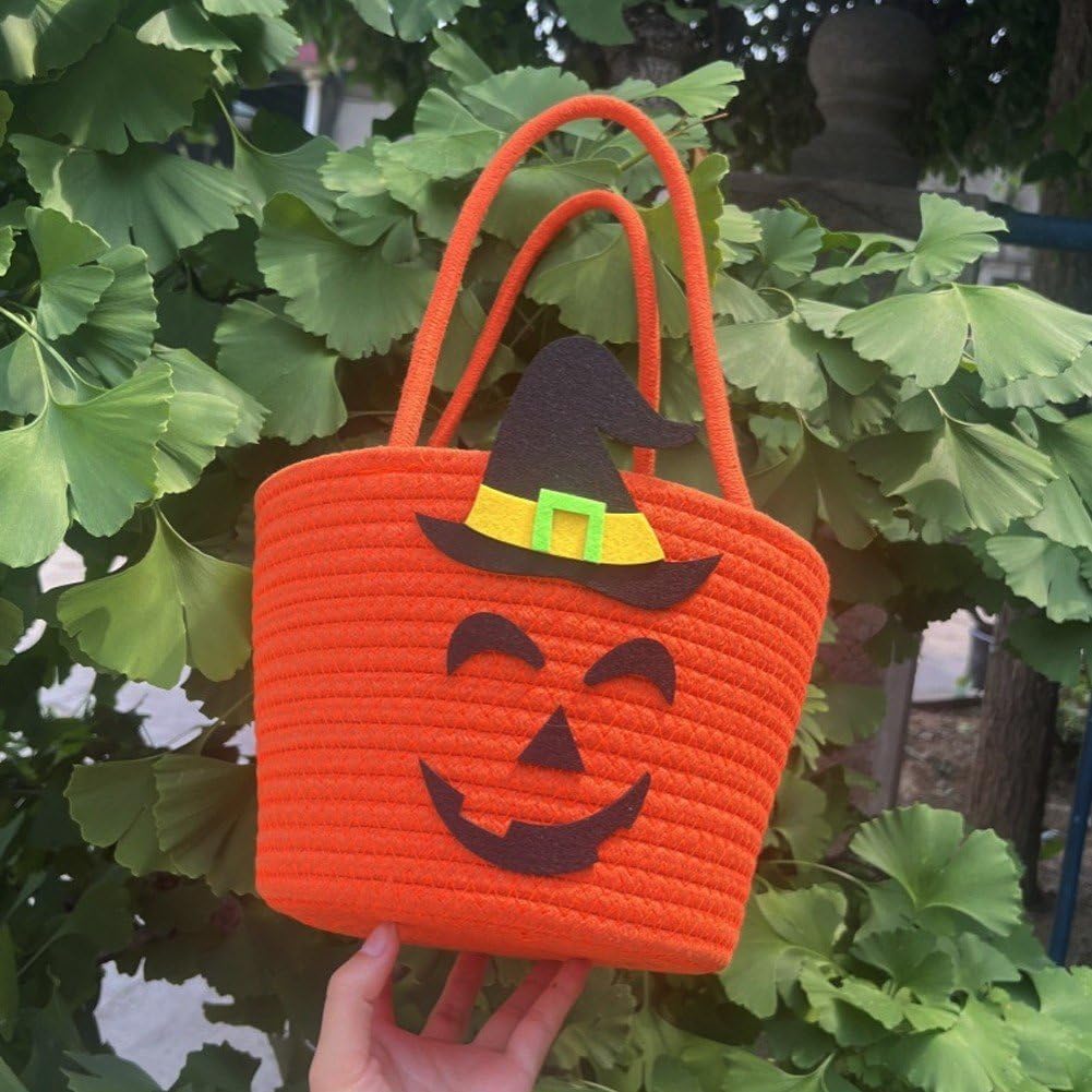 Halloween torba na cukierki cukierek albo dynia torby cukierki słoik prezent przenośny tkany kosz dyni torebka na imprezę festiwal
