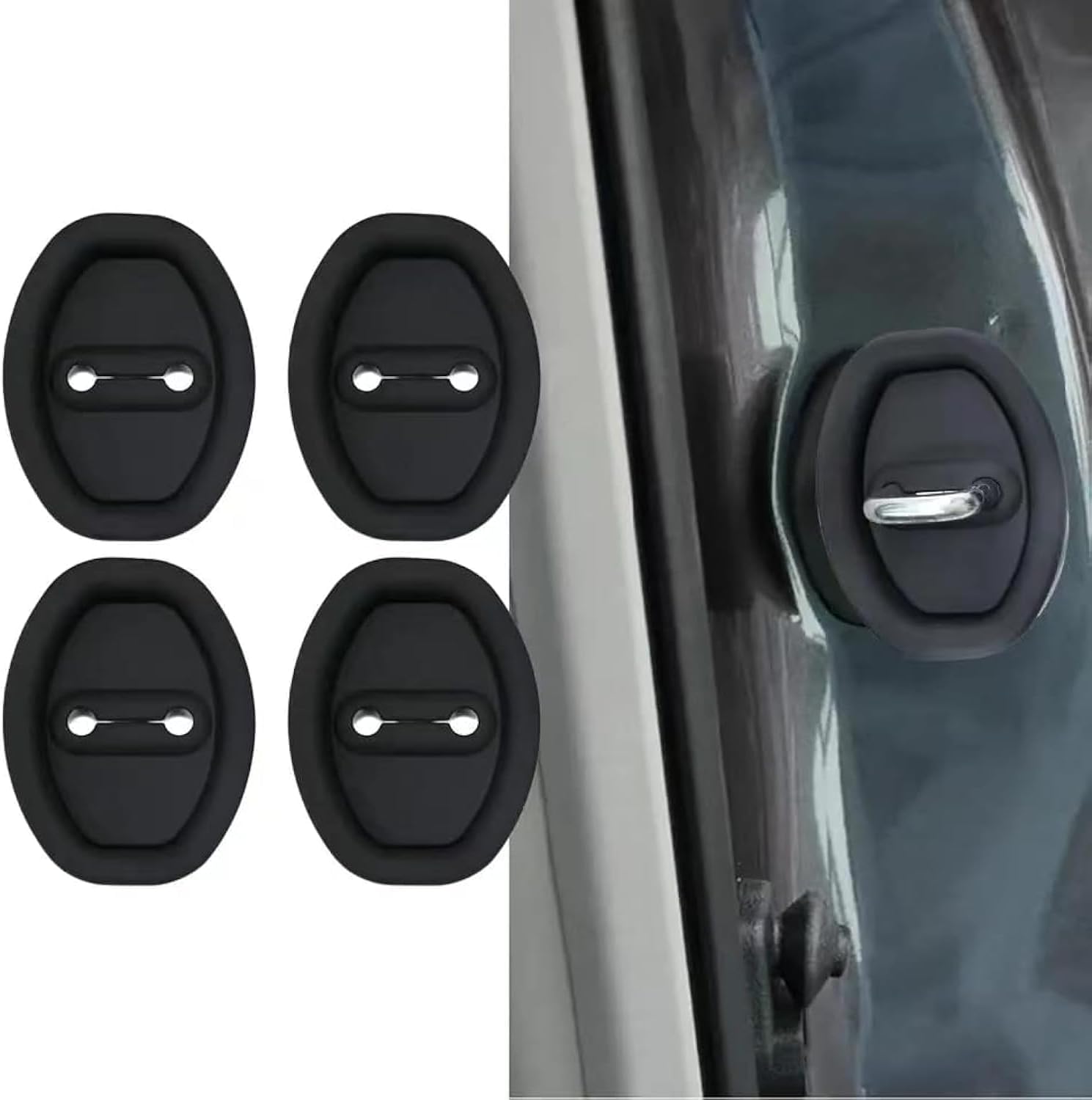 Xgldrz Normal 4 Pieces Car Door Latch Cover For Peugeot Partner Van Long 2019-2023, Car Silicone Door Lock Protective Cover Stopper Cover Latches Accessories For Cars