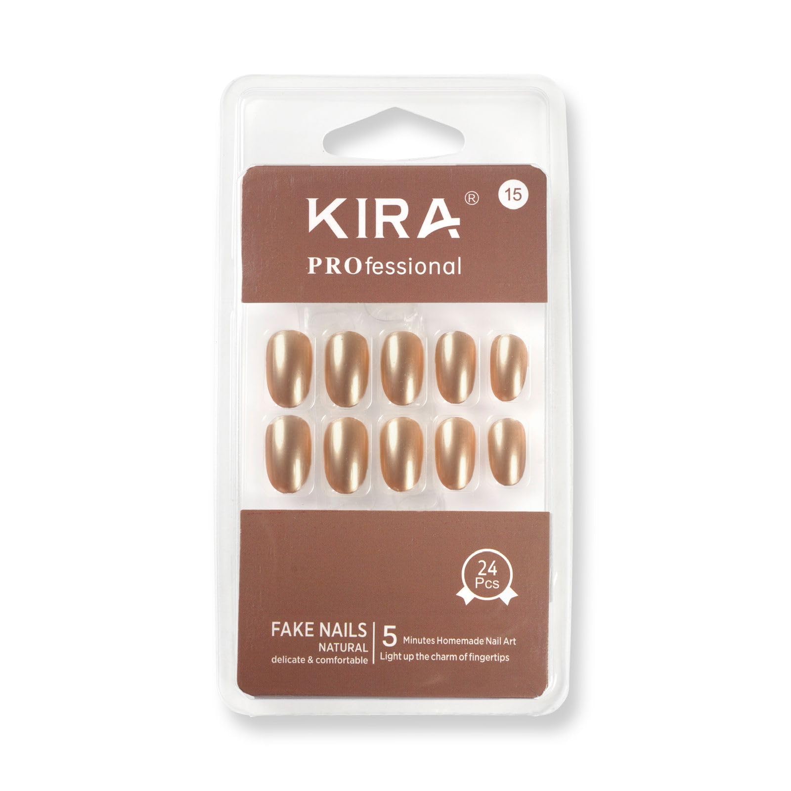 KIRA Artifical Fake Nails With Buffer & Glue, Natural False Nails Delicate & Comfortable With Long-Lasting And Waterproof For Women (A15)