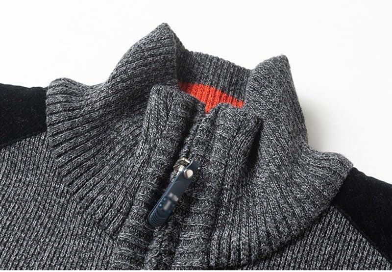 Stand Collar Half Zipper Sweater Pullover Jacket Men's Casual Knit Sweaters Gray