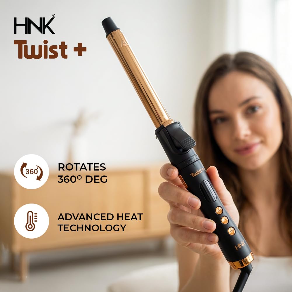 HNK Hair Curler Tong Twist 13mm with Rose Gold Titanium Barrel | 12 Heat Settings (120°C–230°C) | Advanced Heat Technology | 360° Rotating Clamp | Fast 60-Second Heat-Up | Digital Temperature Display (13mm) - Image 3 thumbnail