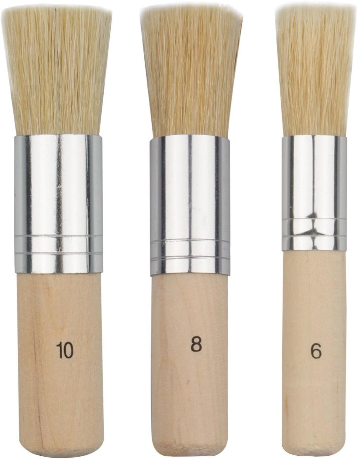 COCODE Wooden Stencil Brush (Set of 3), Natural Bristle Brushes Perfect for Acrylic Painting, Oil Painting, Watercolor Painting, Stencil Project, Card Making and DIY Art Crafts