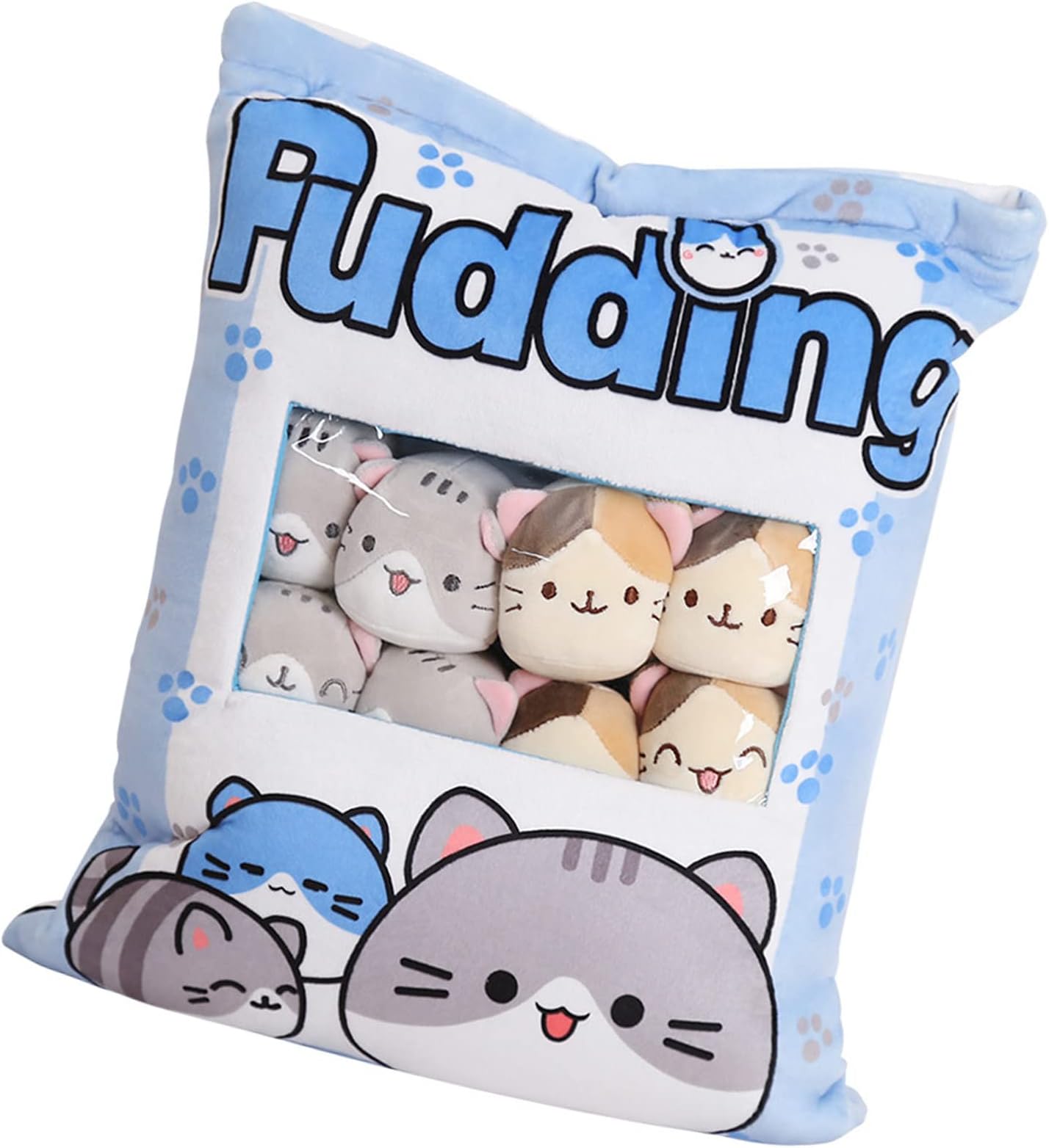 laoonl Cute Kitty Cat Snack Pillow Pudding Decorative Stuffed with Mini Animal Cat Dolls Kawaii Plush Pillow Cushion Toy Gifts for Teens Girls Kids