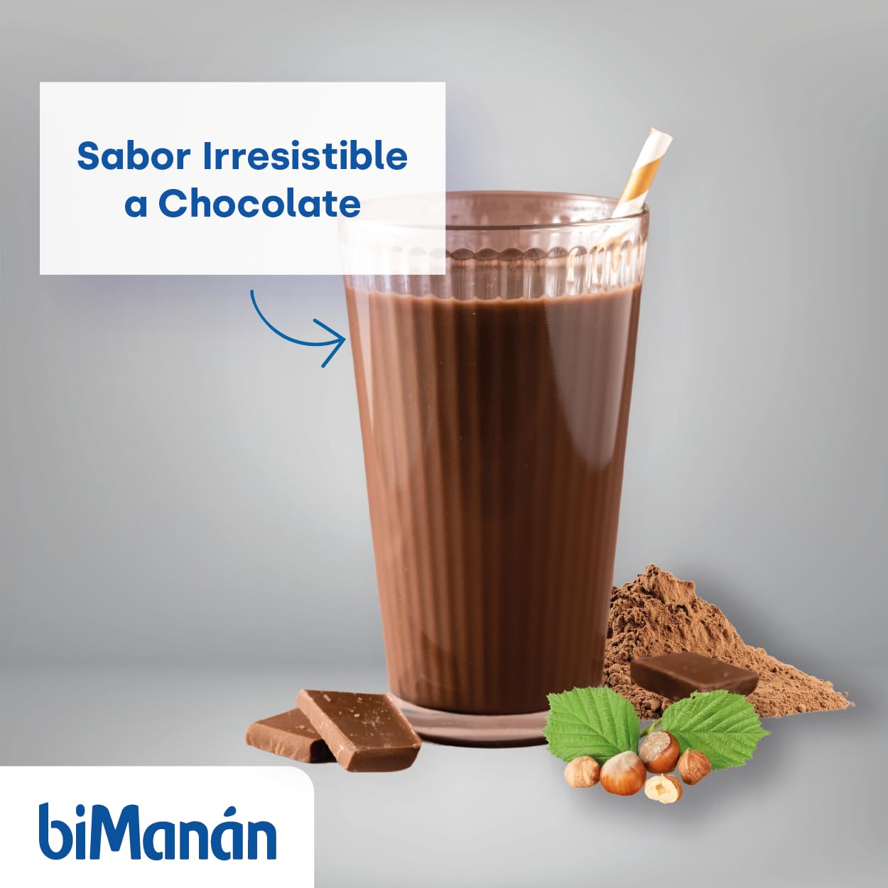 BIMANÁN - CREMA HIPERPROTEICA SABOR CHOCOLATE - Exquisita Crema Sabor Chocolate - para Tonificar y Aumentar Masa Muscular - Producto Proteico con Textura Cremosa - 360g, 12 raciones