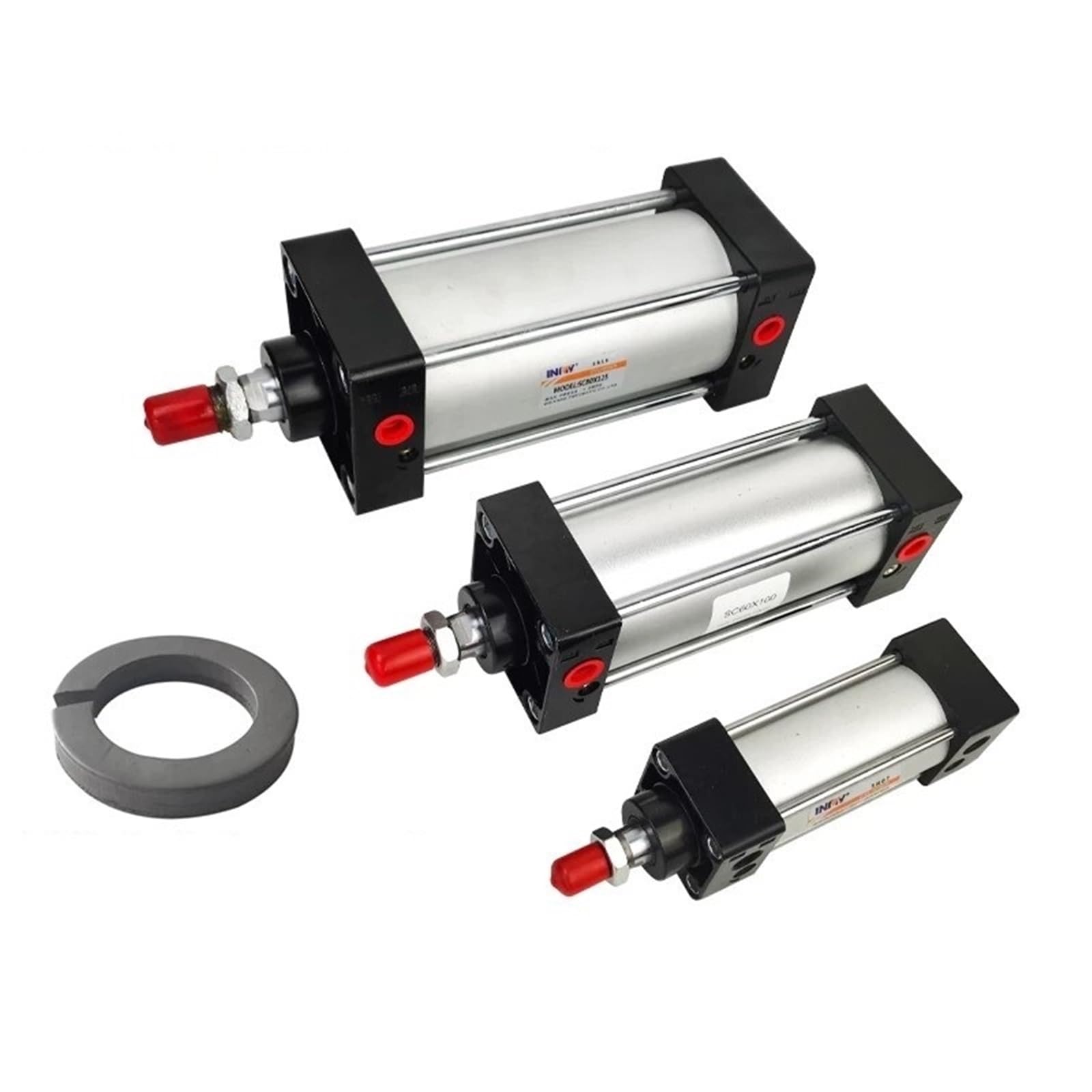 BSQGUEWD Standard Pneumatic Cylinder SC32/40/50/63mm Stroke 25-350mm Air Cylinder Double Acting with Magnetic Pneumatics Pistons(Stroke 350mm,SC63 (Magnetic))
