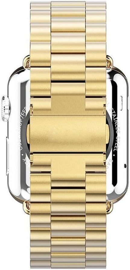 Seinit Stainless Steel Watch Band Replacement Strap Compatible with Apple Watch Series 6/5/4/3/2/1 44mm/42mm, Golden Yellow