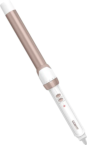 Conair Double Ceramic 1-Inch Curling Wand, Produces Flawless Waves, Curling Iron for Use on Medium and Long Hair, 30 Heat Setting Curling Iron, White