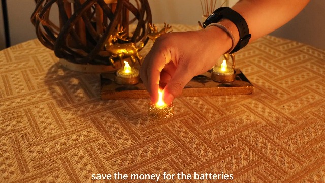 Image of Orange Glitter Tea Lights with Timer,12 Pack | Built-in 6 Hours Timing,Halloween Sparkly Tealights, for Thanksgiving,Wedding Decorations