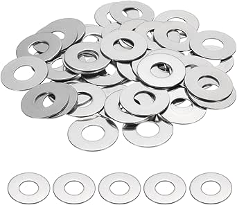 Uxcell 50Pcs M8 Flat Washer, 304 Stainless Steel 8.4mm ID X 16mm OD X 1