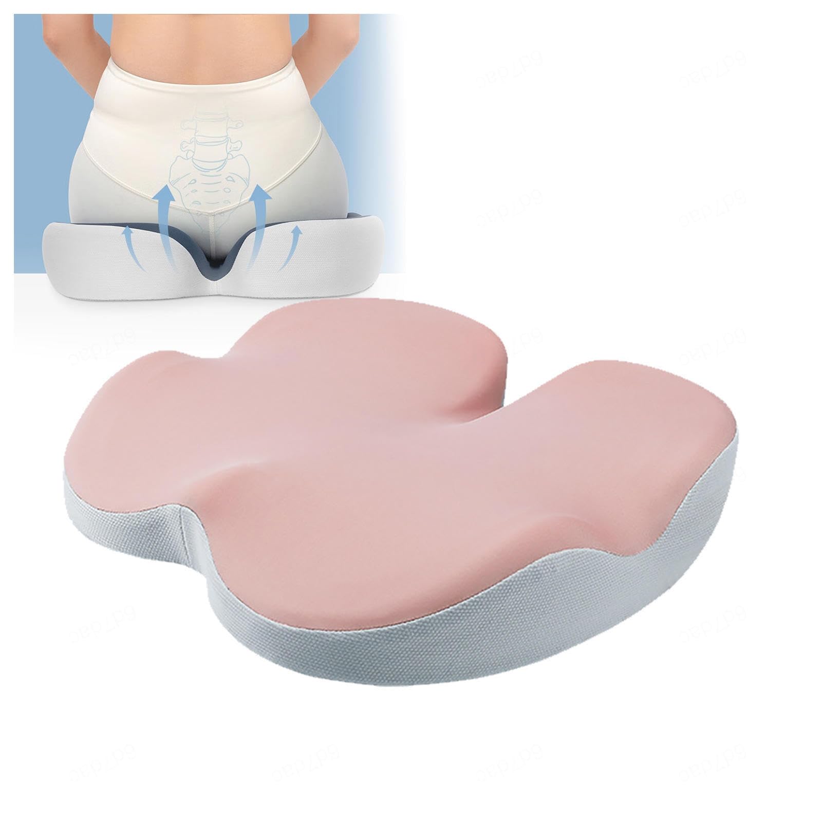 HAZARA Cojín Antiescaras Lavable Ergonómico Cojín Coxis para El Dolor De Coxis,Alivio del Dolor De Espalda,B-Pink