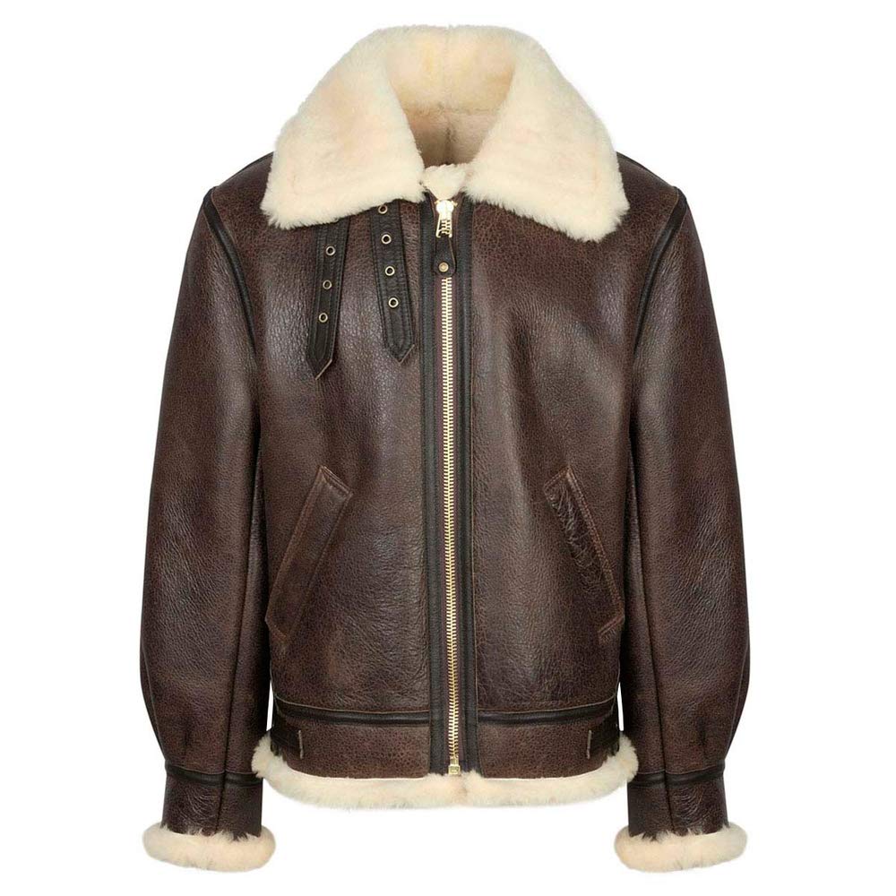 新品 B-3 real leather flight jacket Men's B-3 WWII Flying Aviator Bomber Shearling Leather