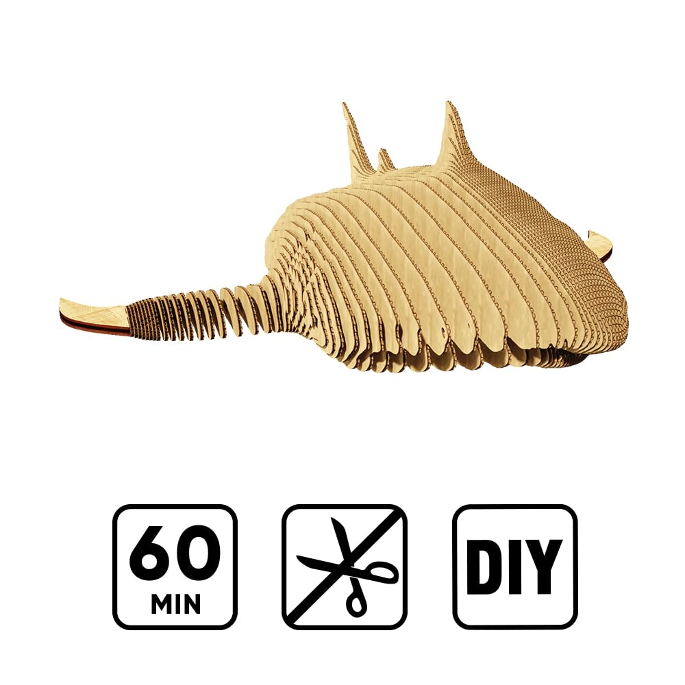 Requin Puzzle 3D en Carton – Maquette à Monter | 85 Pièces, 28 × 18 × 10 cm – Kit Sculpture DIY à Peindre, Matériaux Recyclés, Ados & Adultes, Idée Cadeau Déco