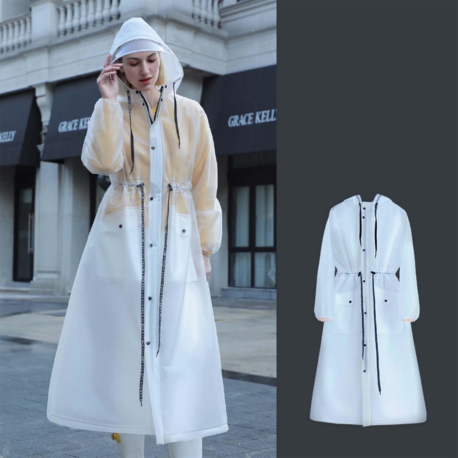 Generisch Chubasquero largo para mujer para adultos, ropa impermeable de cuerpo completo para ciclismo, poncho de lluvia fuerte, chaqueta funcional para mujer