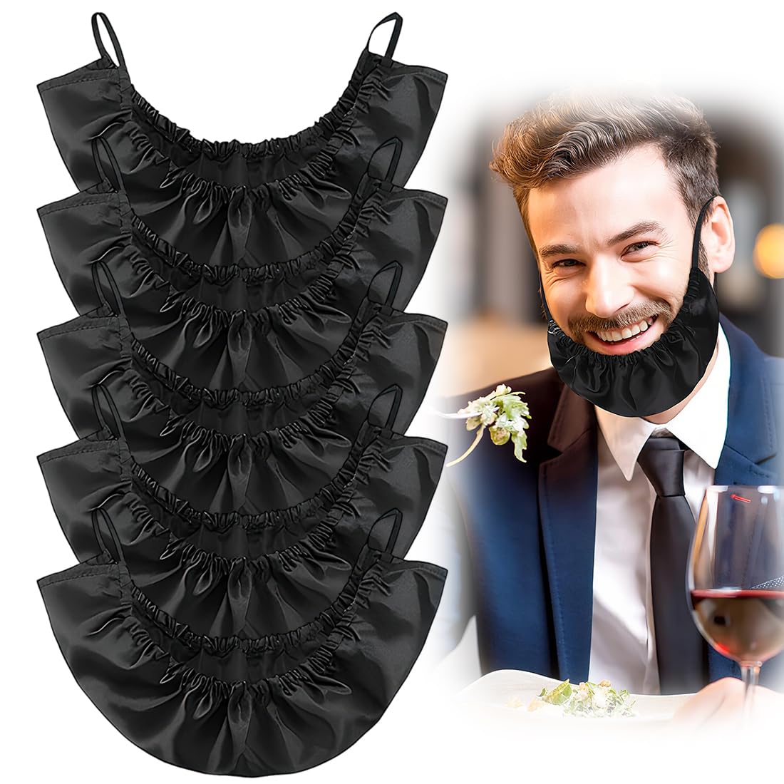 GXGM 5 Pièces protections de barbe pour homme, cache barbe, protection des poils du visage, masque en respirante, anti-poussière, convient pour un usage au restaurant, protection en