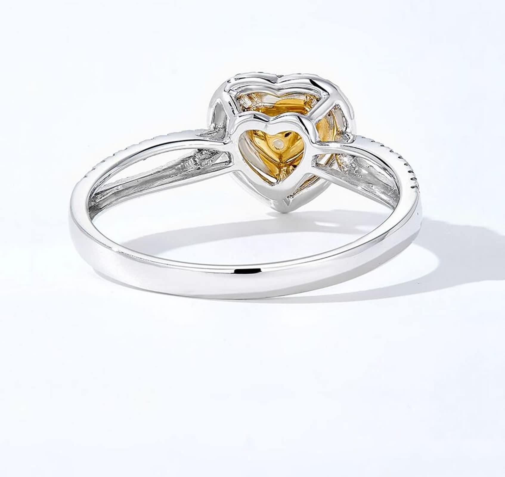 Pierścionek damski w kształcie serca, w stylu vintage, żółty diament, obrączka ślubna, 9K/14K/18K, białe złoto, moda, klasyk