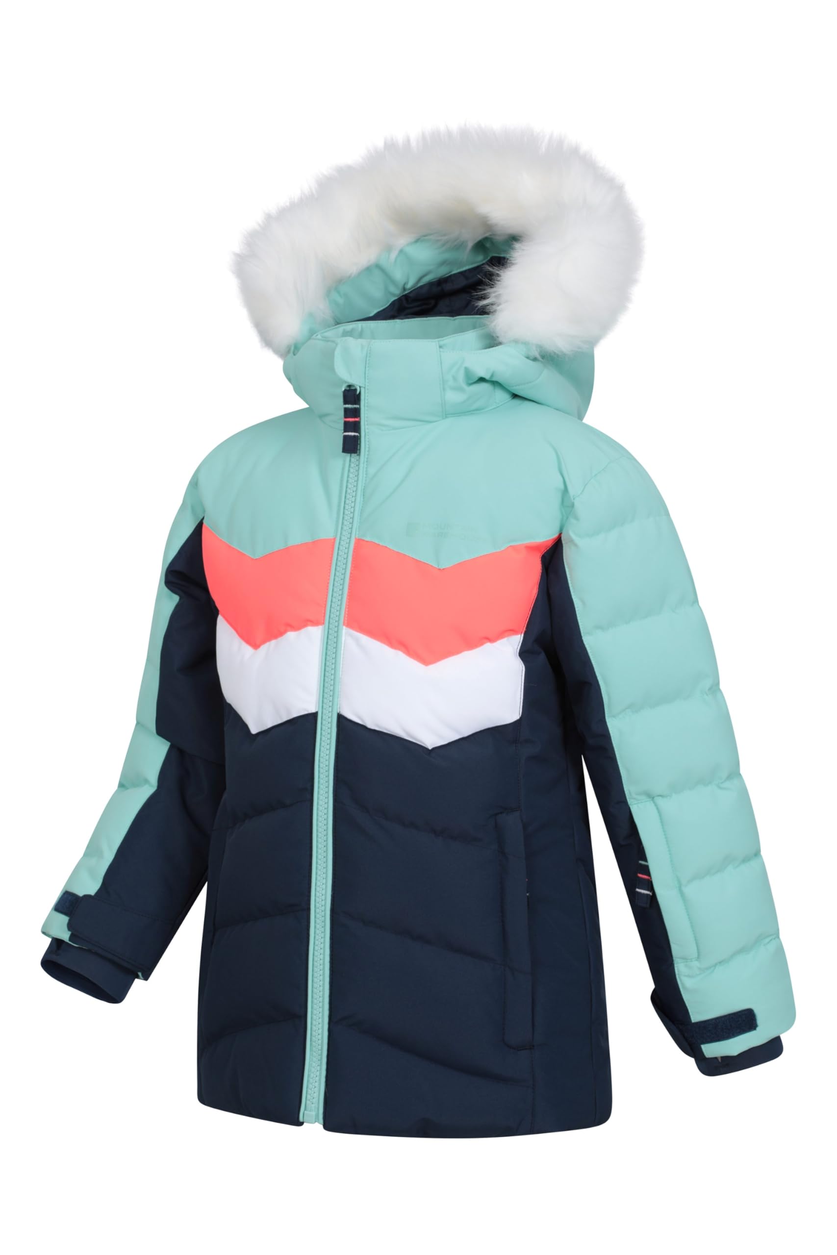 Mountain Warehouse Veste de Ski rembourrée Arctic pour Enfant - Résistante à l'eau, Jupe Pare-Neige intégrée, Isolation en Microfibre, Capuche détachable, Hiver