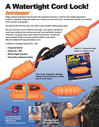 Farm Innovators CC-1 Cord Connect Watertight Cord Lock, Orange - image 4