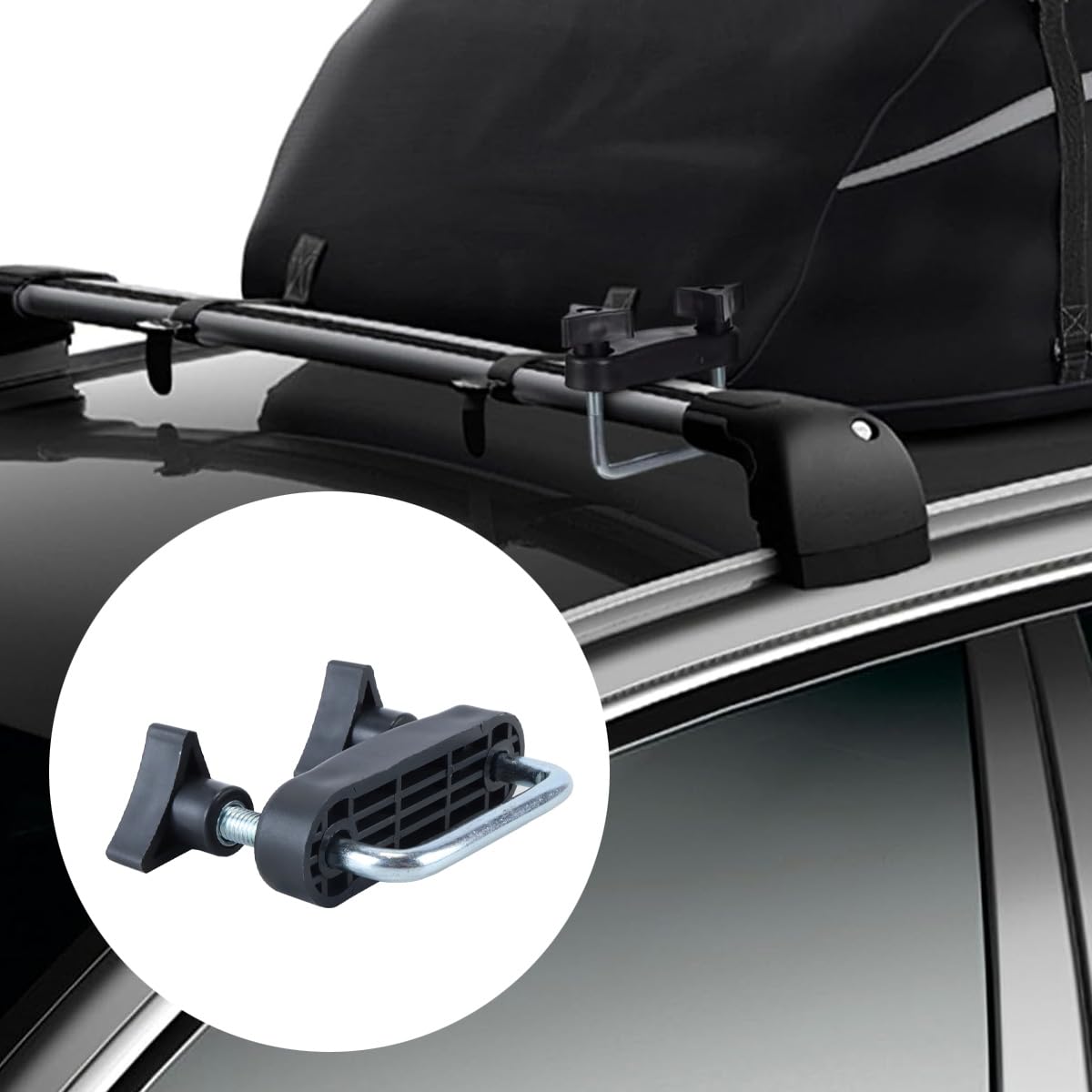 Lot de 4 supports de toit de voiture avec fixations de sécurité et boulons en U pour coffre de toit, adaptés aux porte-bagages de voiture (6 cm)