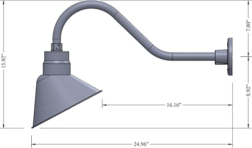 Miniatura 3 de Lámpara de señal de cuello de cisne con pantalla angular negra satinada de 10 pulgadas con brazo de extensión largo de 22 pulgadas, aplique de pared