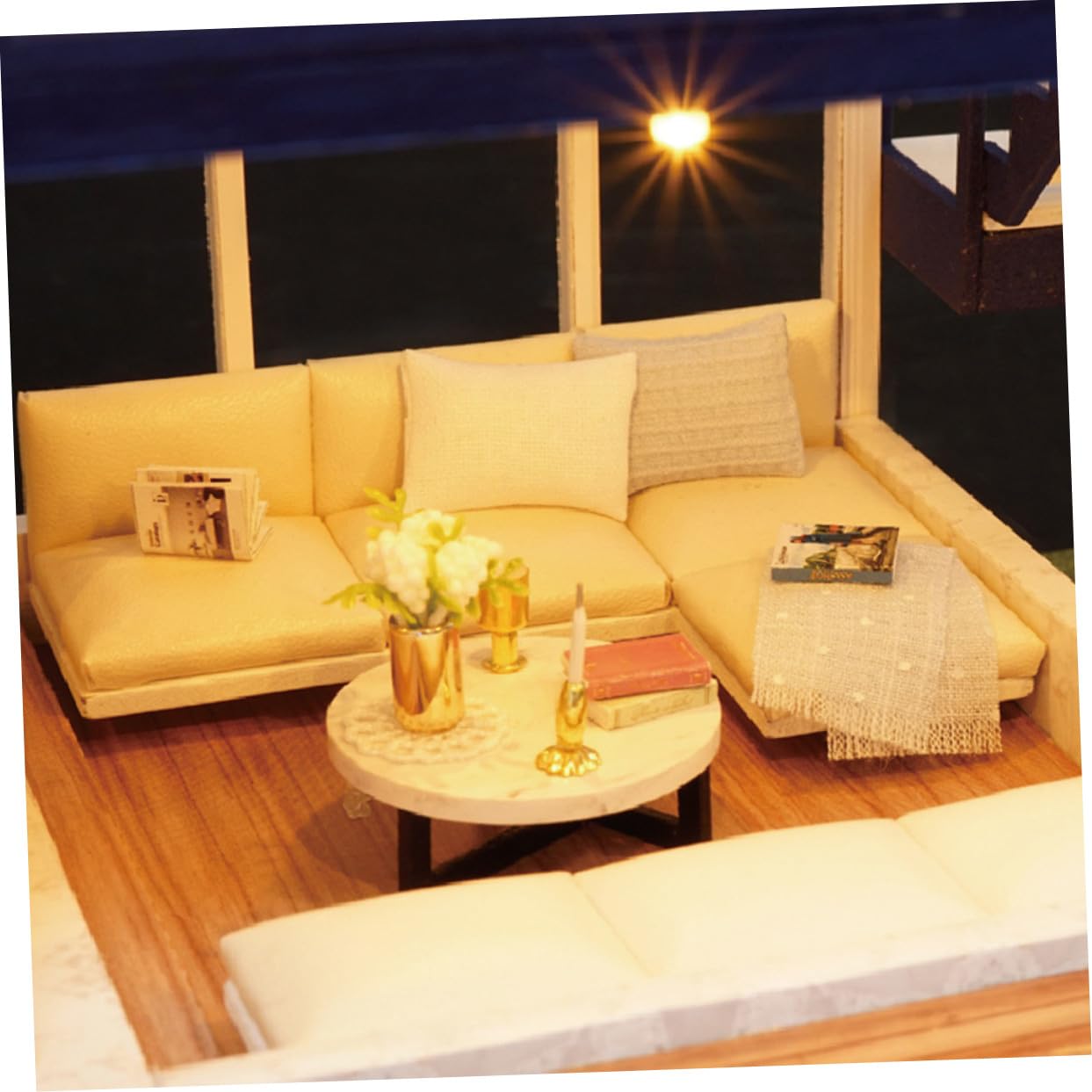 BESTonZON Modelo de Cabina DIY para Casa de Muñecas, Juguete de Montaje Manual de Madera y Plástico, Fácil de Construir y Decorativo Familia en Casa