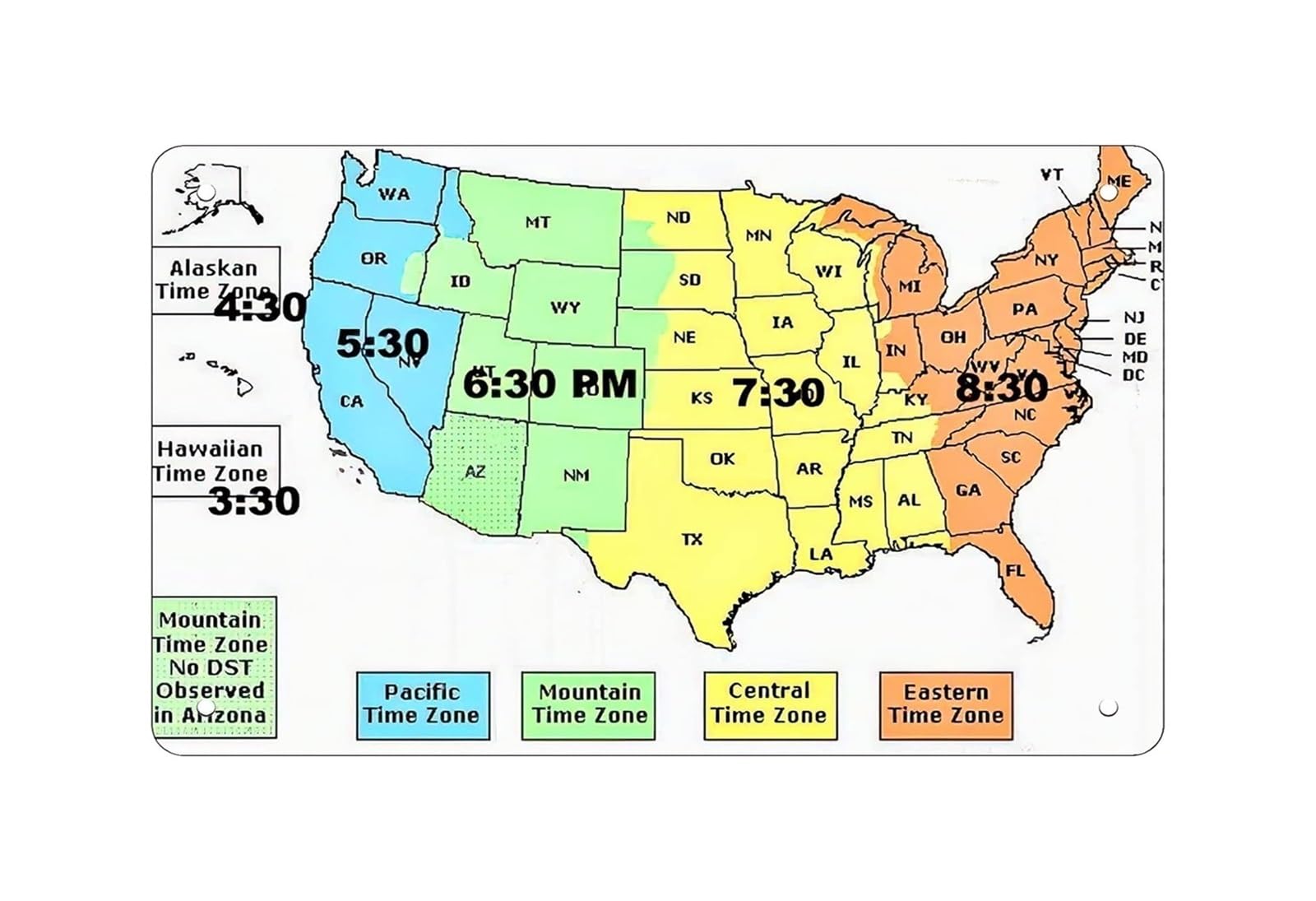 IDGTTLDF Time Zone Map Metal Sign Retro Vintage Tin Wall Decor for Office Home Bar Indoor Outdoor 8 X 12 inch