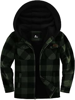 Chaqueta Niños Camisa Invierno Gruesa Sudadera con Capucha A Cuadros Niño Cremallera Cálida De Franela Chicos Sudadera Aire Libre Forrado Invierno Para Bolsillo