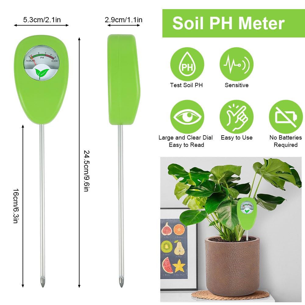 Medidor de pH del Suelo, Detector de pH de Precisión para Plantas, Medidor Portátil de pH del Suelo para el Cuidado de Jardines, Agricultura y Plantas de Interior y Exterior (No Requiere Pilas)
