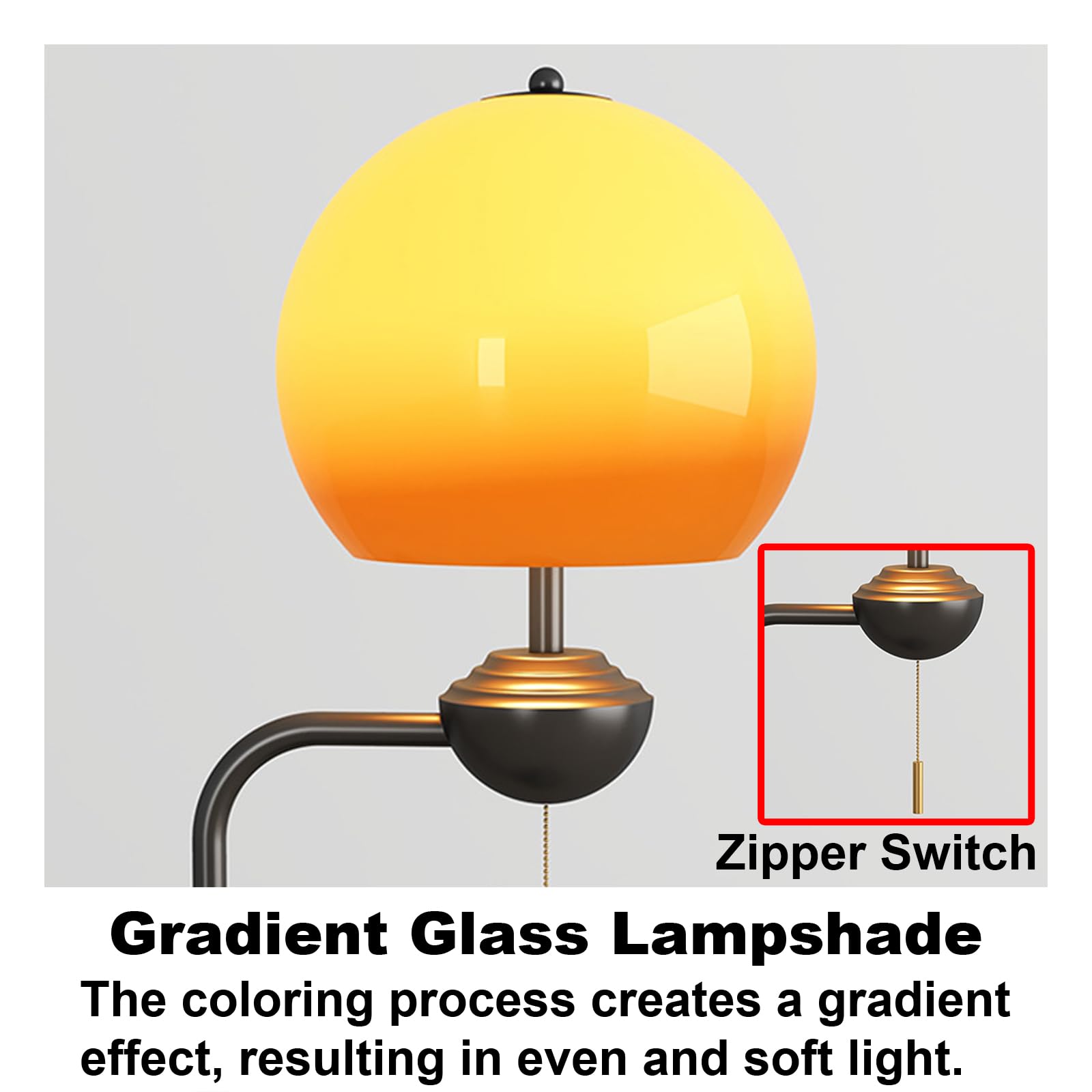 Gradientowa szklana lampa podłogowa z marmurową podstawą, regulacja wysokości, przełącznik łańcuchowy, nowoczesny design do salonu i sypialni, stylowe rozwiązanie oświetleniowe