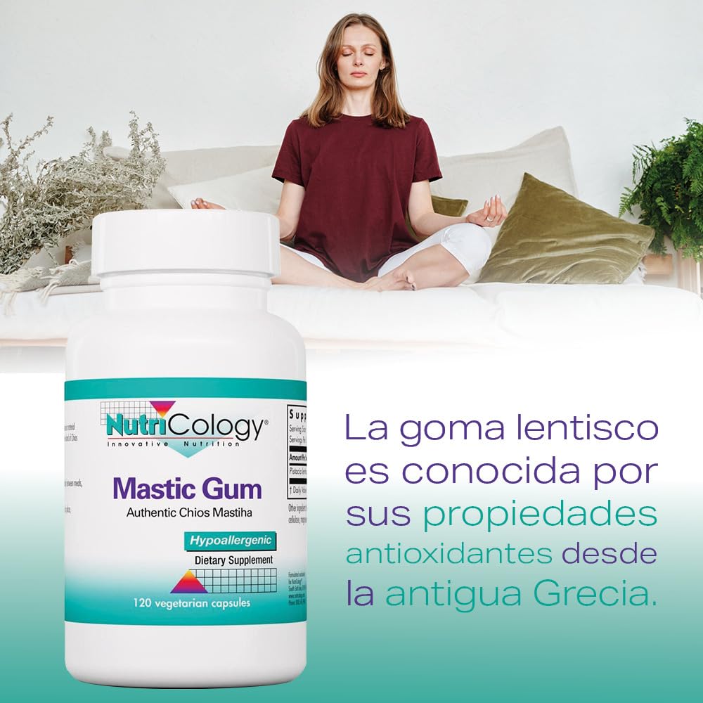 Nutricology, Mastic Gum (Mastix), 500mg, 120 Cápsulas veganas, Probado en Laboratorio, Vegetariano, Sin Gluten, Sin Soja, No GMO