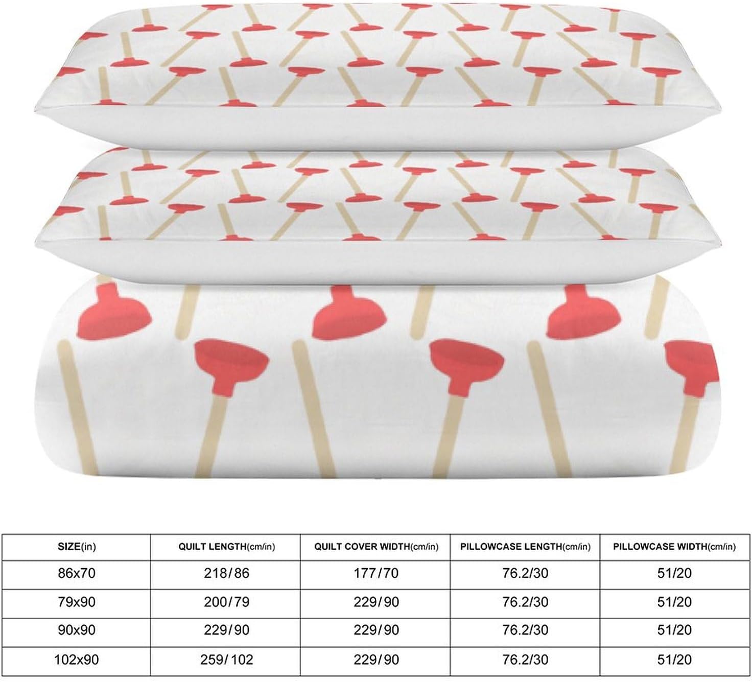 Toilet Plunger Thickened Bedding Three Piece Set, Including Duvet Cover and Pillowcase 86"x70"