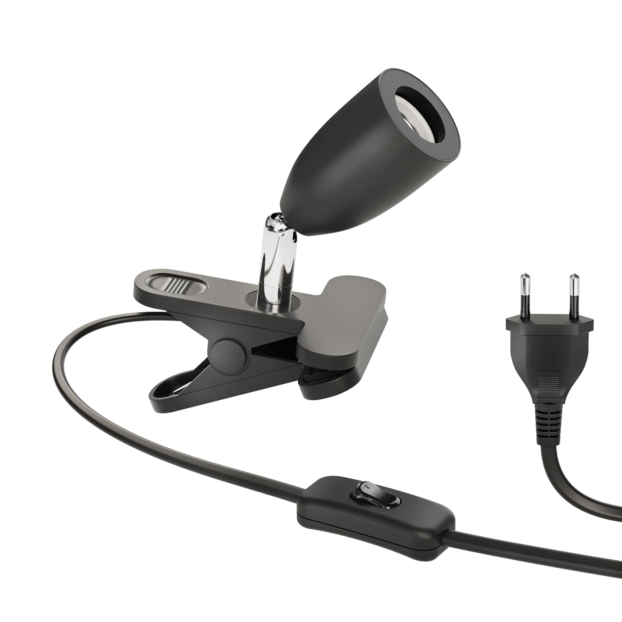 ledscom.de Luz de pinza LIK, interruptor, negro mate, 1x E27 máx. 60W, luz de pinza, luz de escritorio, fijación de goma, sin arañazos, iluminación de acento, punto flexible, sin residuos, luz de