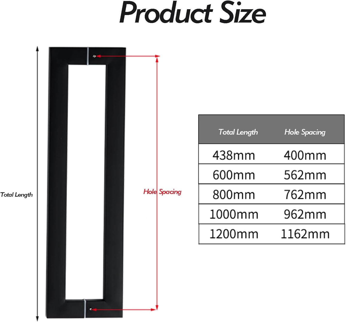 Sliding Glass Door Pull Handle,17-47inch Stainless Steel Pull Entrance Gate Handle,Indoor and Outdoor Double Sided Push Pull Door Handle (Color : Style 3, Size : 600mm)
