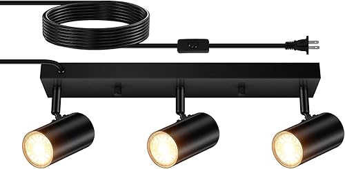Kit de iluminación de riel de 3 luces, foco de techo moderno de 3 vías, luz LED industrial de pared para gabinete de cocina, galería, bar, pasillo,