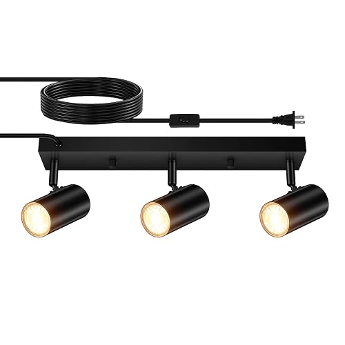 AUQUEE 3 Light Track Lighting Kit,Black 3 Way Modern Plug