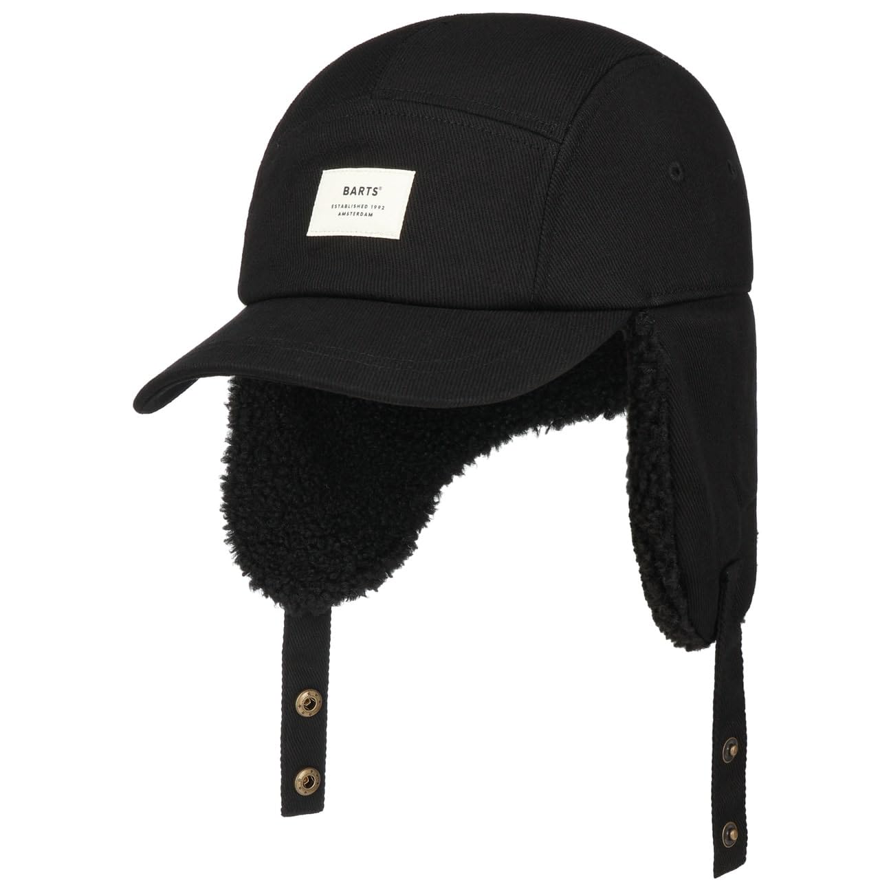 Barts Hafnar Cap Men - Winter Baseball Ear Flaps with Peak, Closed Back Autumn-Winter Autumn - One Size Black