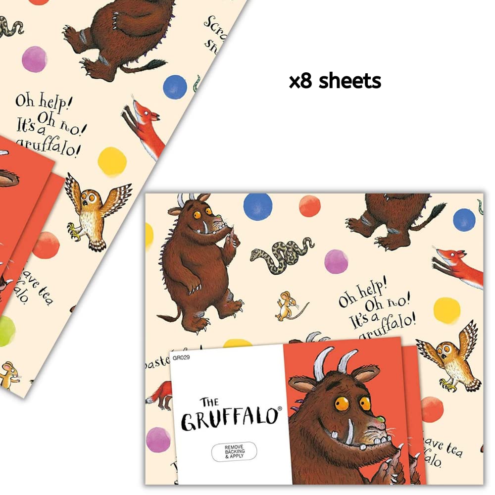 The Gruffalo Wrapping Paper 8 Sheets 8 Tags Sheet Size 70cmx50cm Official Product Responsibly Resourced, Multi, 1 sheet (Pack of 8) - Image 2