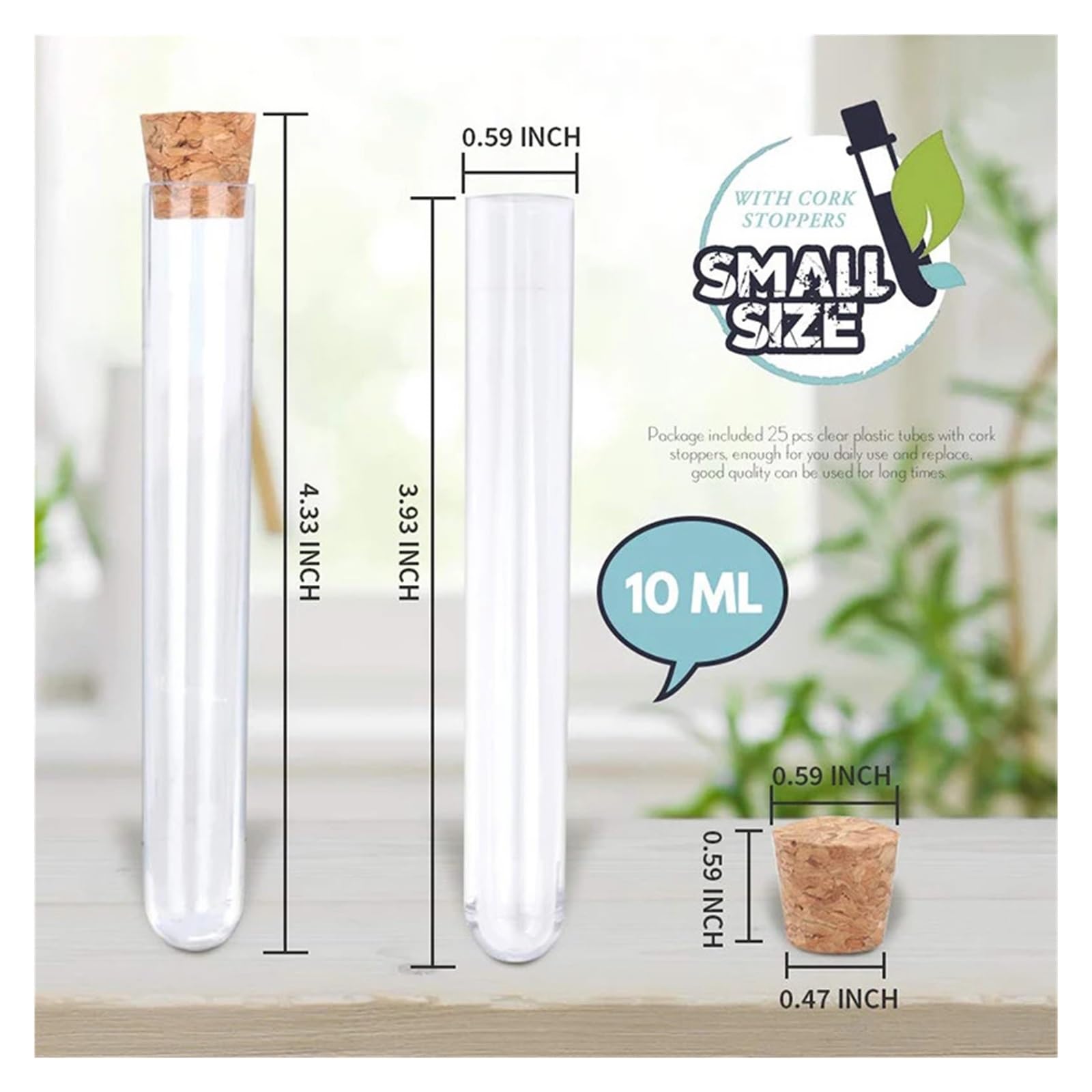 yingyingjia 100 szt. 10 ml 15 x 100 mm laboratoryjne przezroczyste plastikowe probówki z korkami do laboratorium ślubnego i szkoły