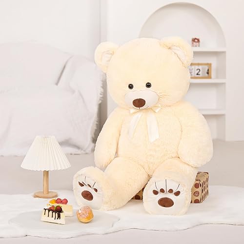 Miniatura 6 de Tezituor Oso de peluche de 36 pulgadas para novia, oso de peluche gigante para baby shower, regalo de peluche grande para niños, niñas en Navidad,