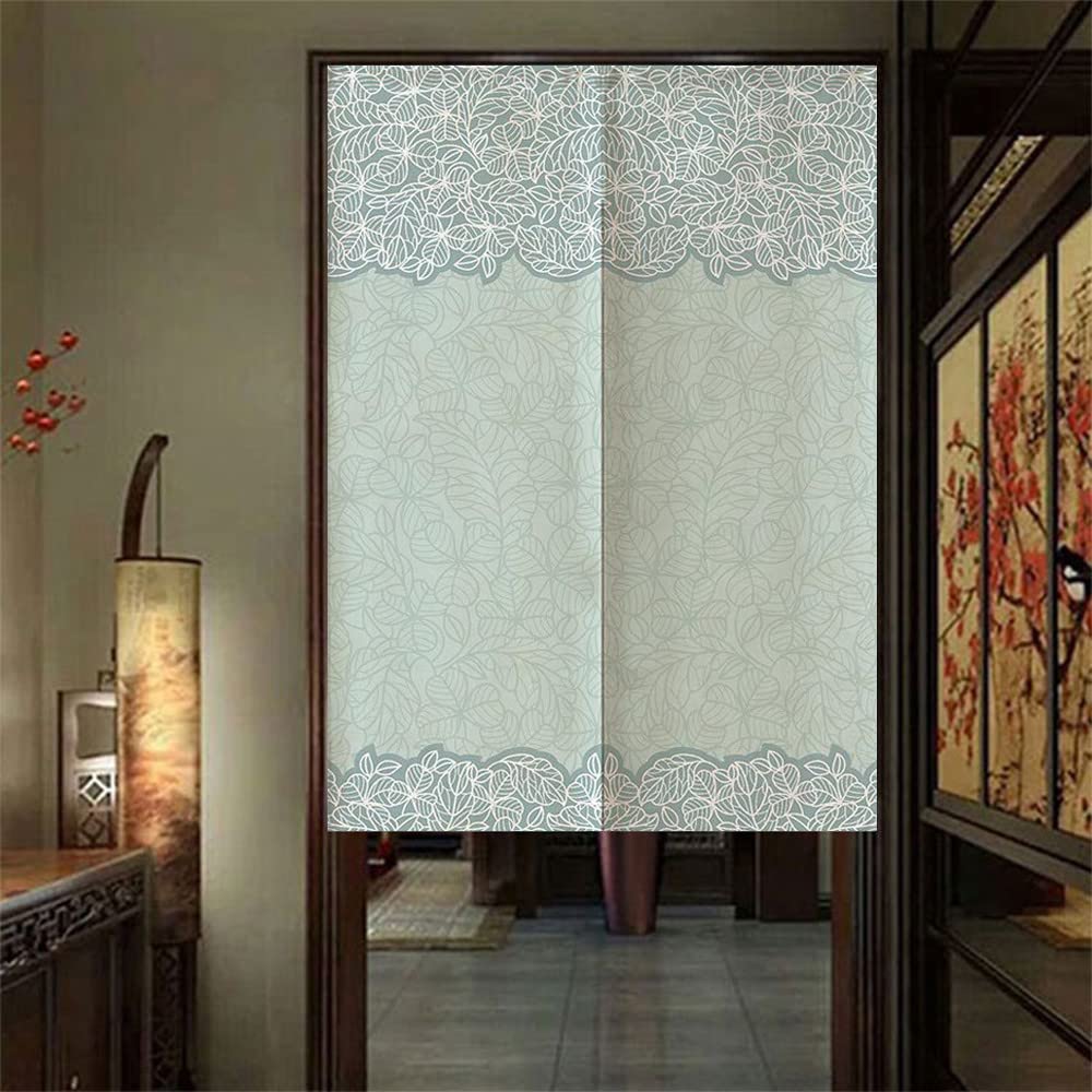 Rideau De Porte Japonais Noren Fleurs De Cerisier – Coton Lin 90x180 Cm, Séparation Cuisine, Salon, Intimité