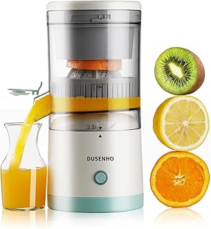 Electric Juicer Rechargeable - Citrus Machines with USB and Cleaning Brush Portable for Orange, Lemon, Grapefruit White + Green 9.4 * 4.4 * 5.4 inches