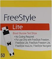 Freestyle Lite Blood Glucose Test Strips 50 Count - 0.3µL Sample, ZipWik Tabs, No Coding, for Lite & Freedom Lite Meters