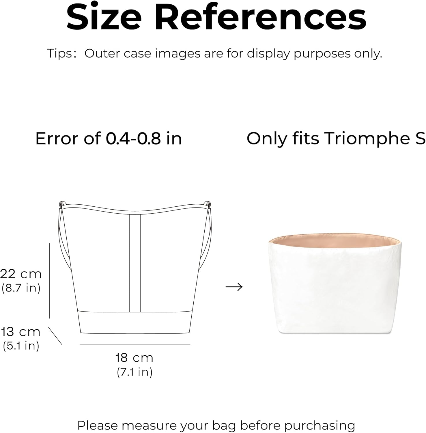 Handbag Organizer Insert for CELINE Small Bucket in Triomphe Canvas and Calfskin, Custom Fit Inside Premium Vanile Lightweight WaterResistant Purse Insert with Cup Holder Accessories