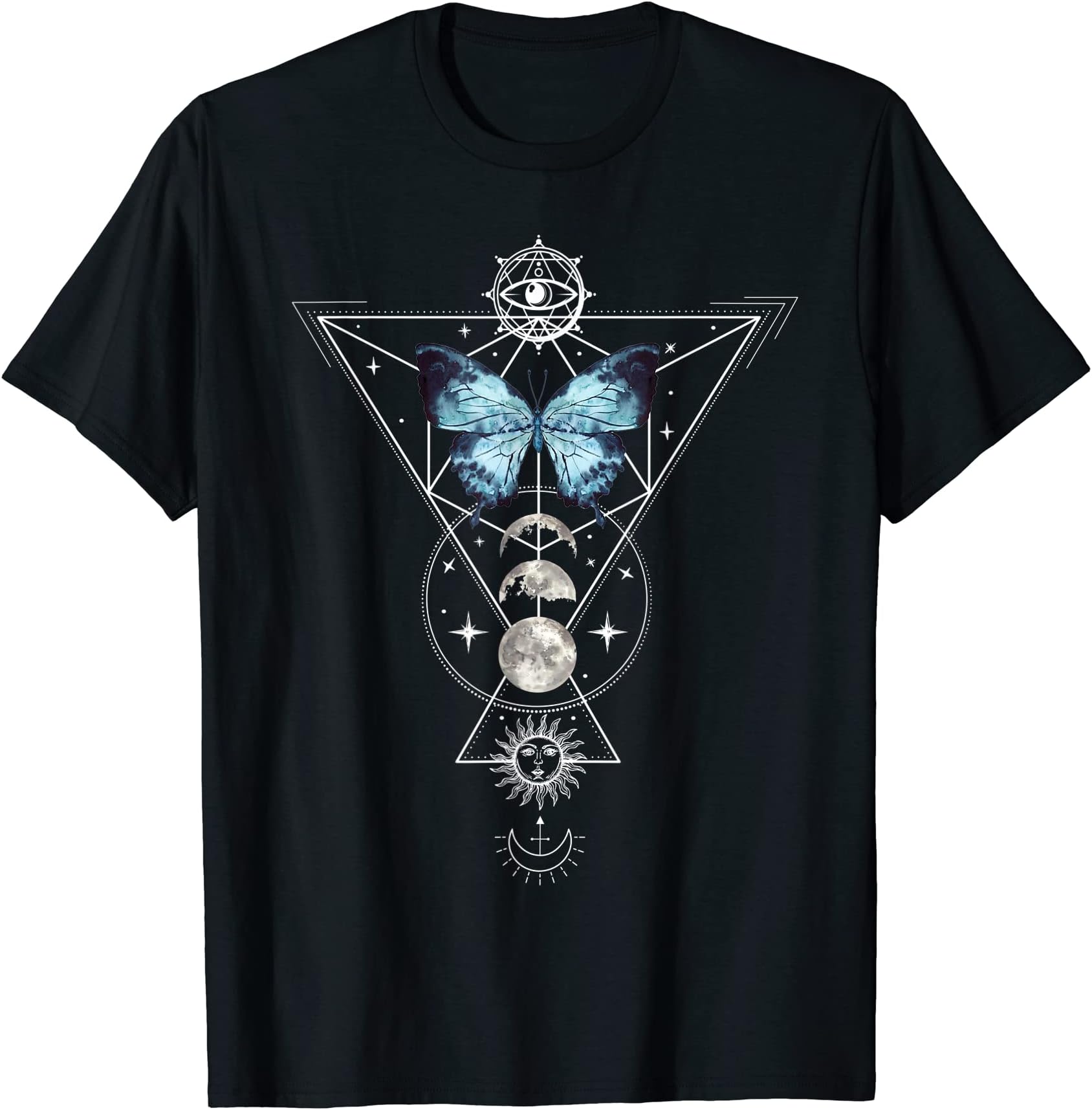 Mystical Fortune Blackcraft Lineart Occult MoonButterfly Blackcraft Witchcraft Astrology Tattoo Tarot T-Shirt
